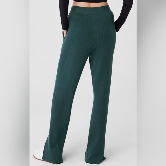 NWT Alo Yoga Knit High Waist Salana Wide Leg Pant Midnight Green Size S - Picture 5 of 16